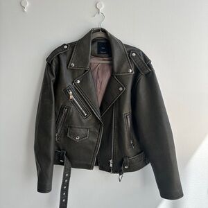 Oversized Washed Brown Motor Jacket